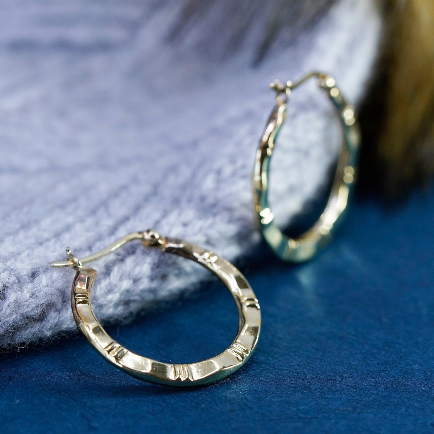 1”, vintage vermeil gold over Sterling silver handmade earrings, 925 hoops