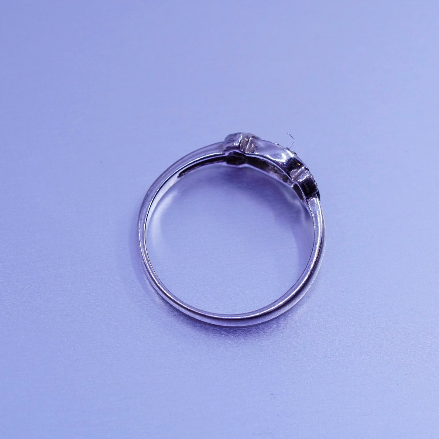 Size 7.25, vintage Sterling 925 silver handmade band ring with cluster Cz
