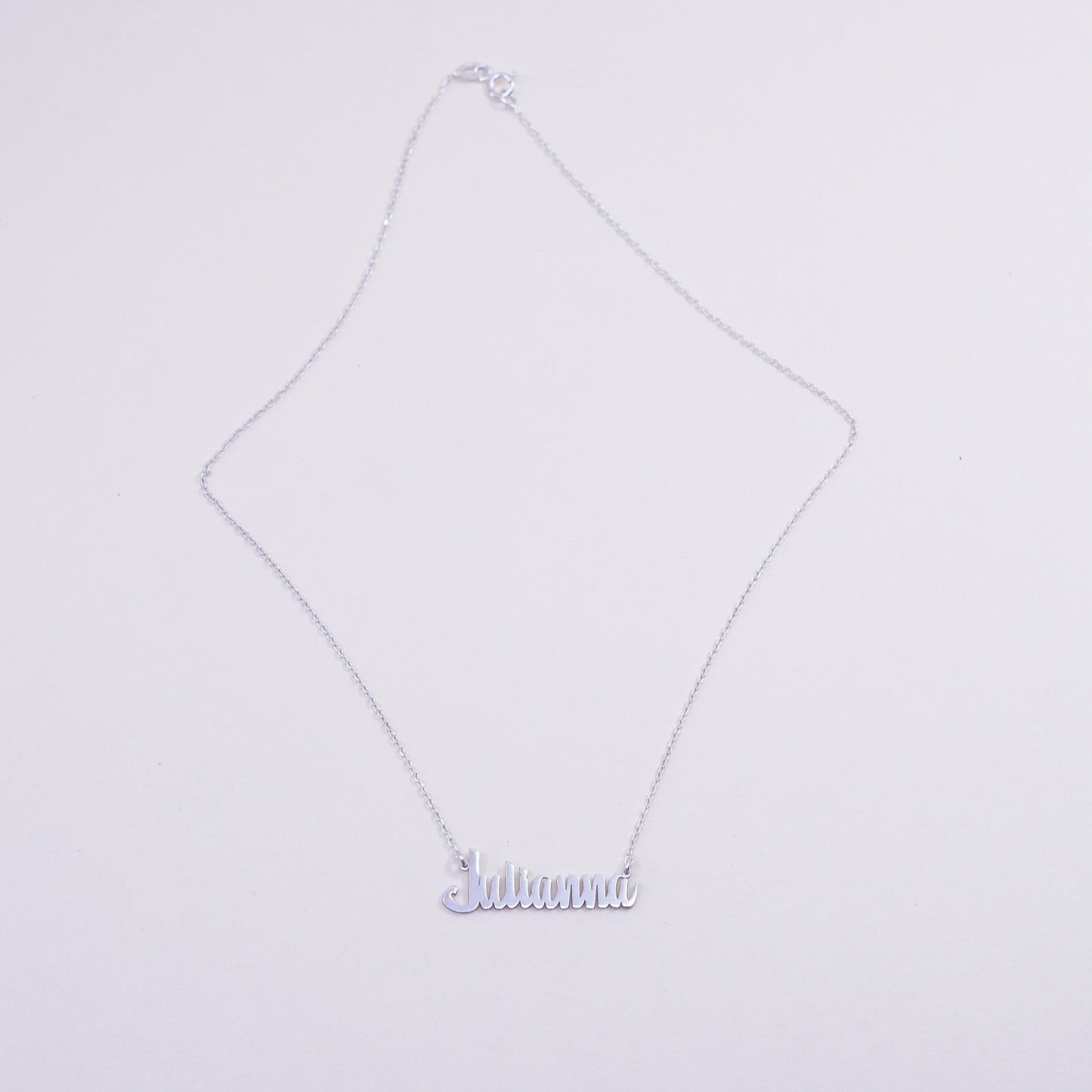 15”, sterling 925 silver handmade necklace, circle chain julianna name pendant