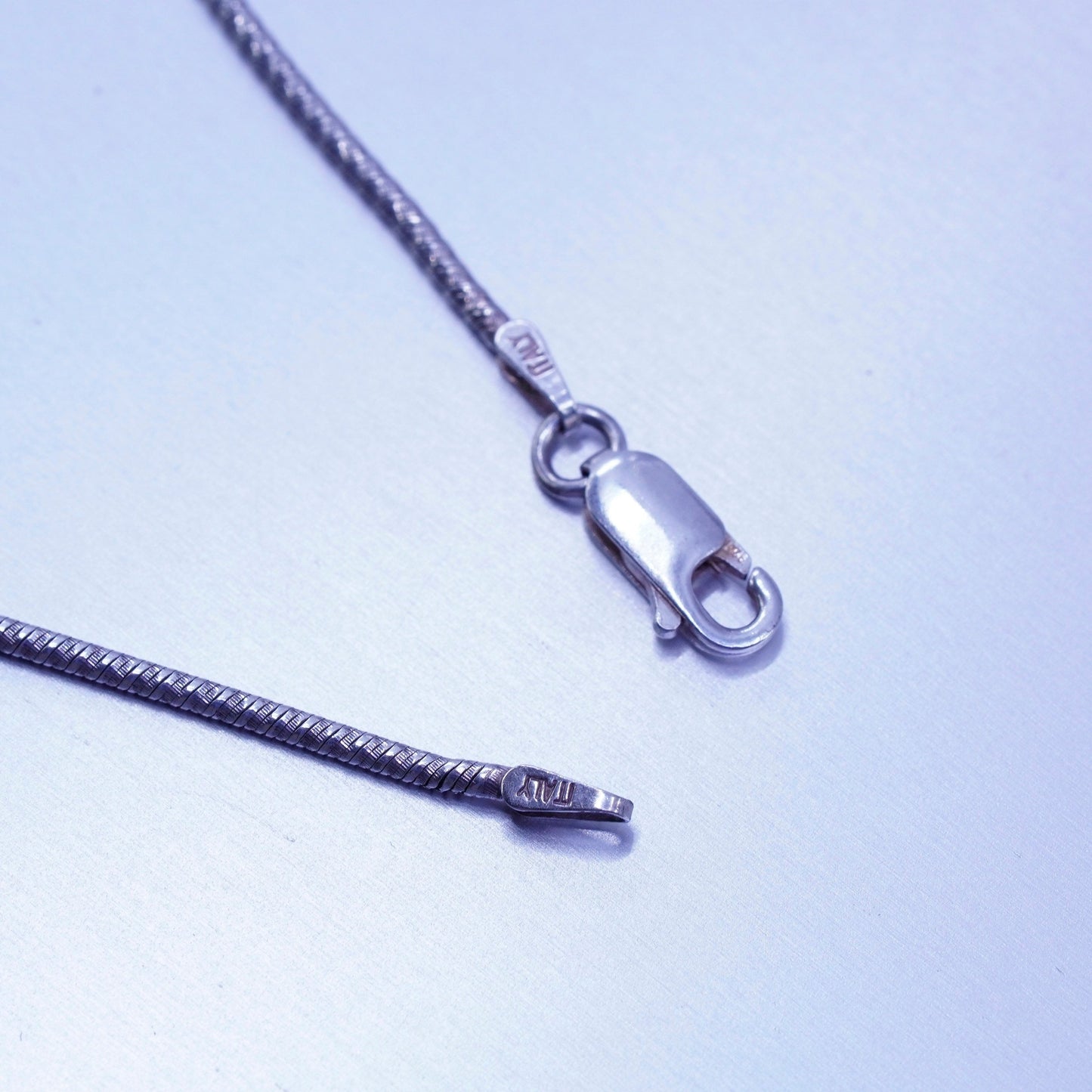 7.25”, 1mm, Sterling 925 silver handmade bracelet, textured snake link chain