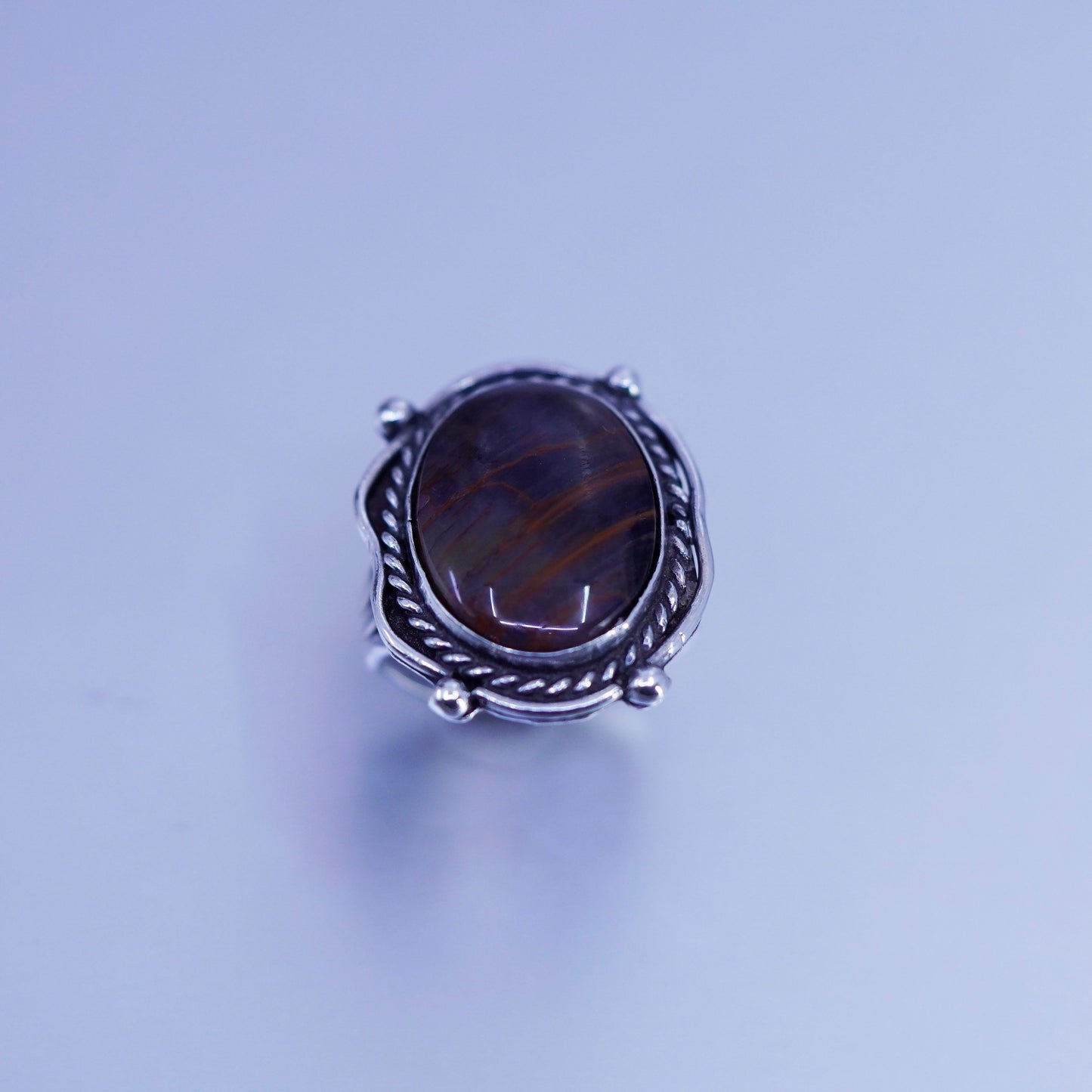 Size 6.5, vtg southwestern Sterling 925 silver handmade ring w/ oval red jasper