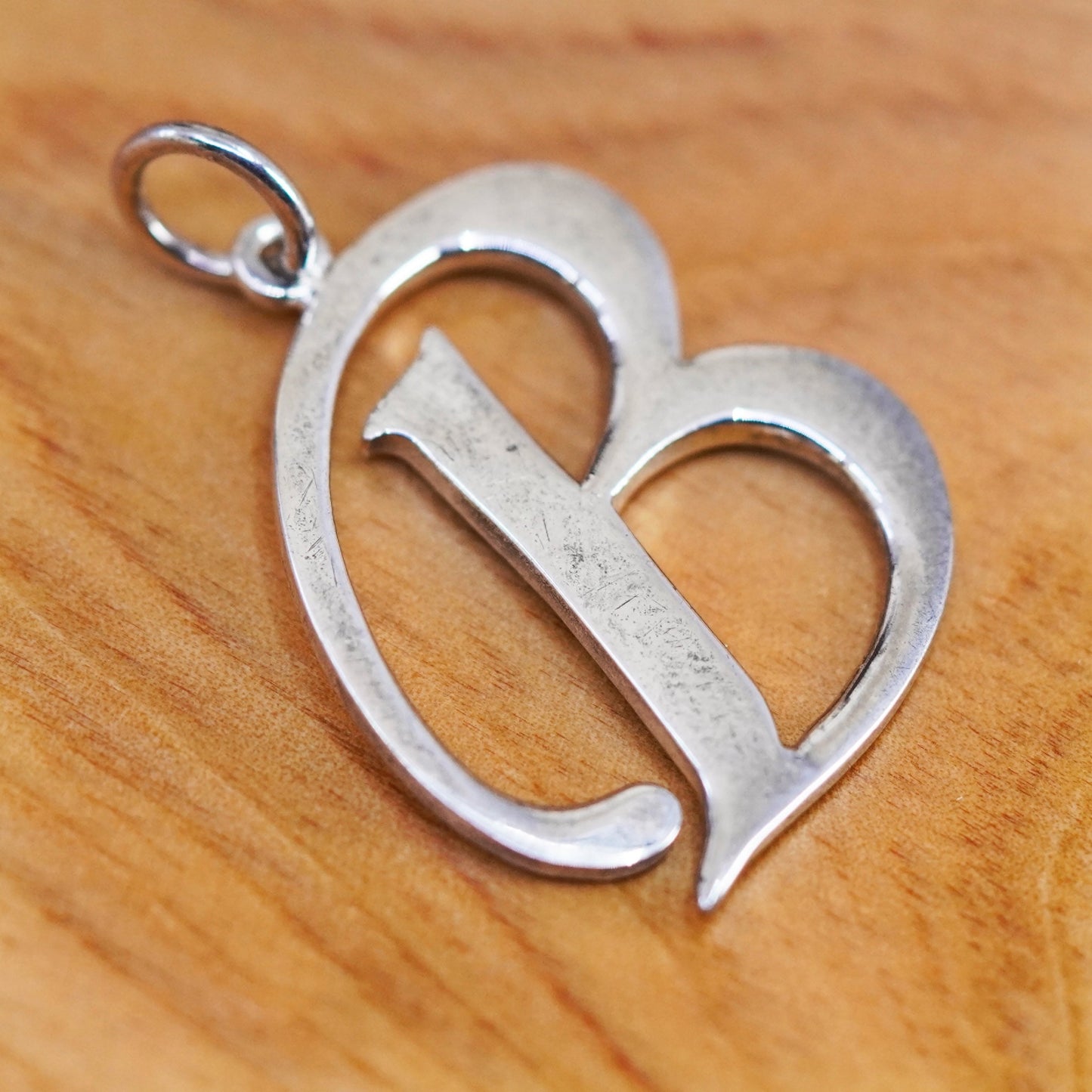 Vintage Sterling silver handmade pendant, 925 initial letter B