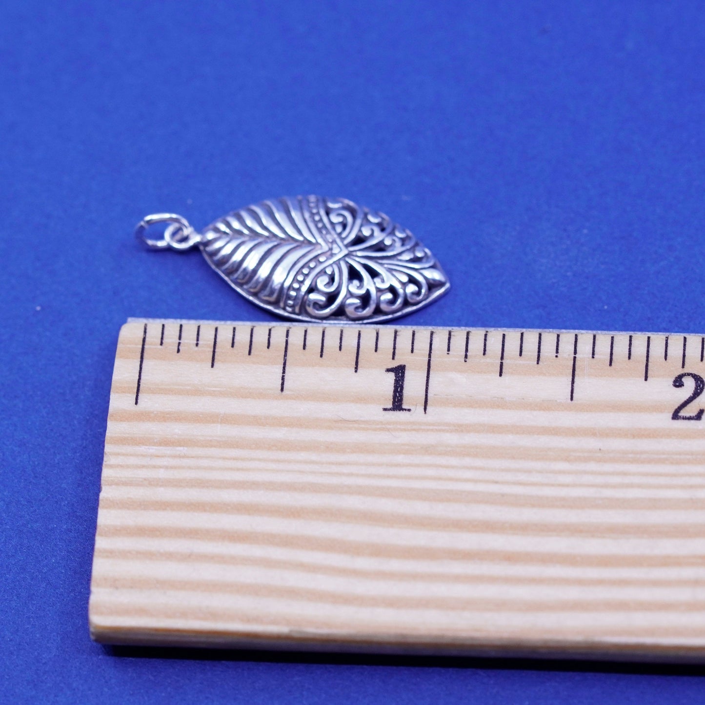 Sterling silver handmade pendant, 925 marquise filigree charm