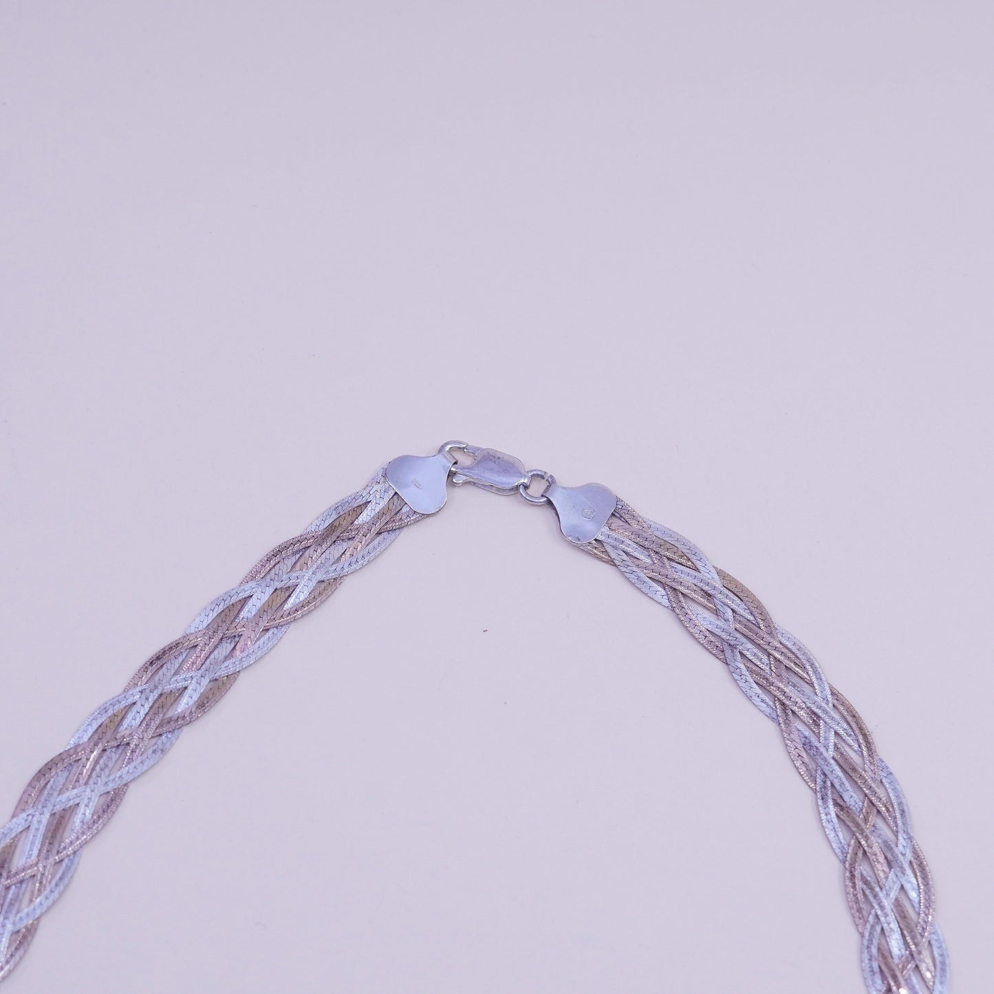 18”, Italy 6 Strands 925 Sterling Silver Woven Braided Herringbone necklace