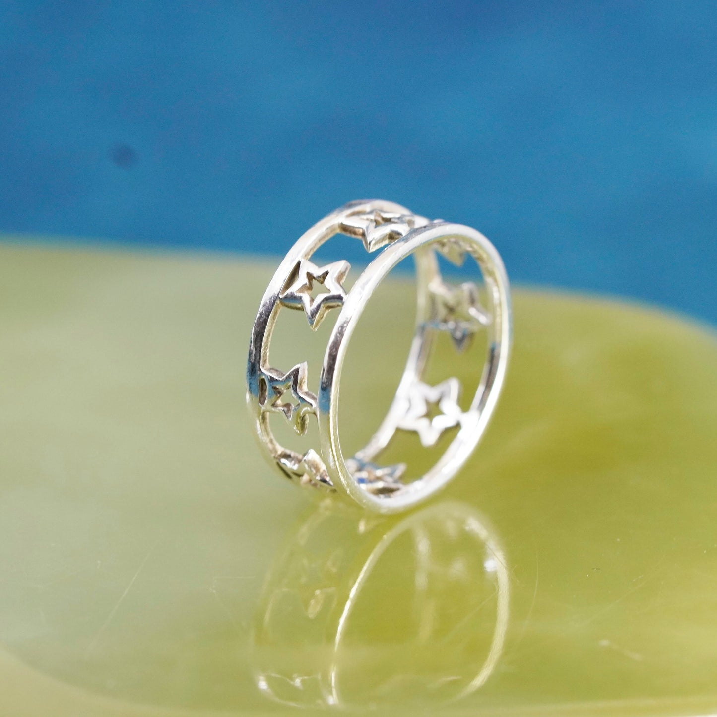 Size 8.5, vintage Sterling silver handmade ring, 925 star band