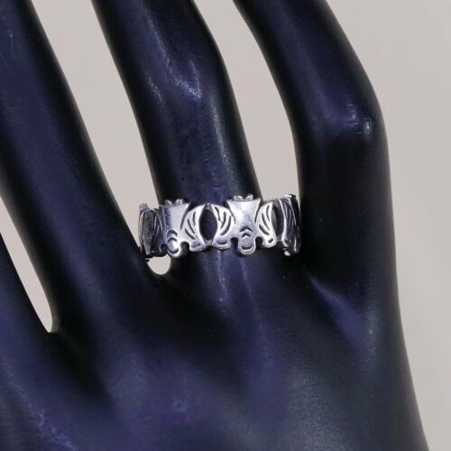 Size 9.25, Vtg Sterling Silver Handmade Hammered Statement Ring 925 Angel Band