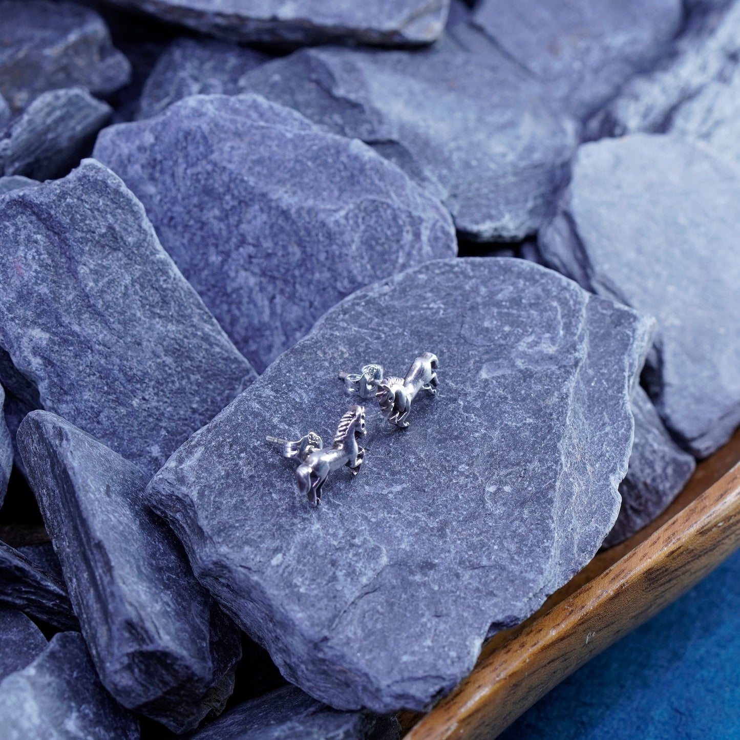 Vintage Sterling silver handmade studs, 925 horse earrings