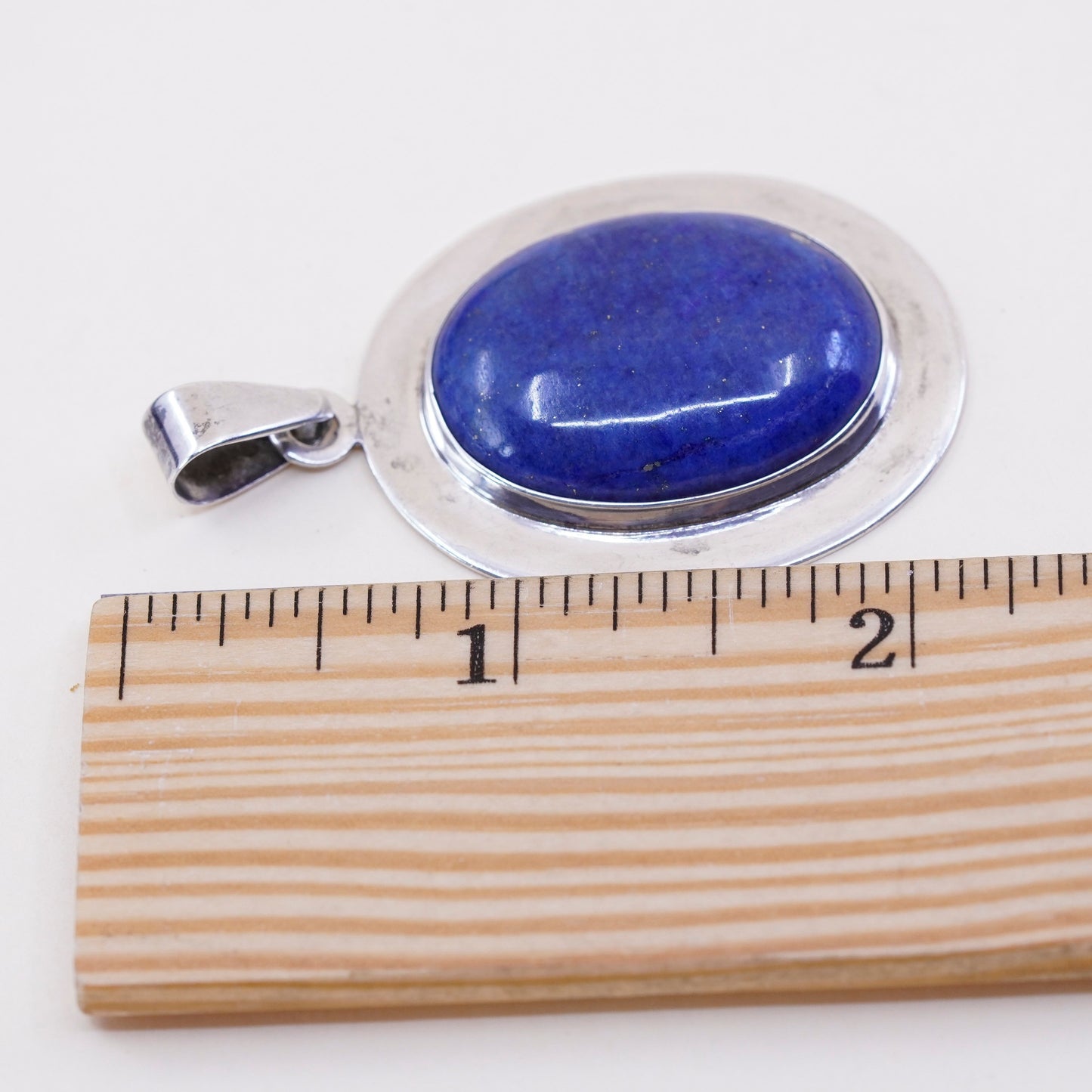 Vintage Sterling silver handmade pendant, mexico 925 with oval lapis lazuli
