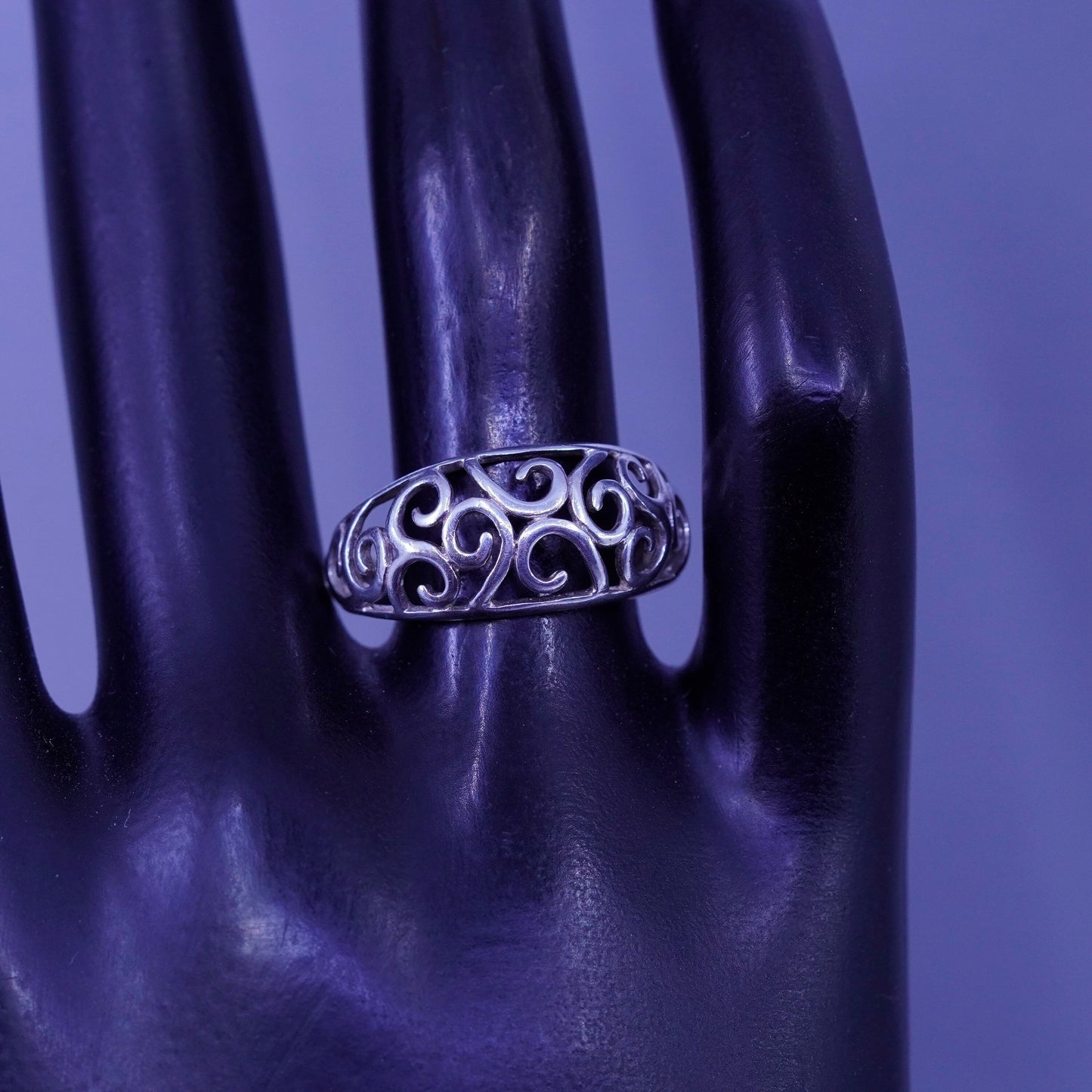 Size 7.25, vintage Sterling 925 silver handmade ring, filigree band