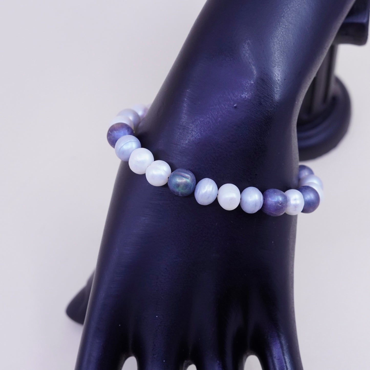 6.5” 7mm-9mm, Vintage handmade bracelet, freshwater pearl with 925 silver clasp