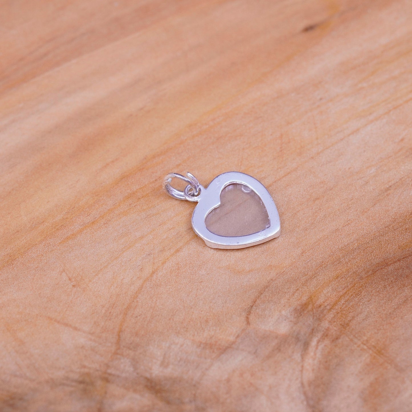 Vintage Sterling silver handmade charm, Mexico 925 heart photo pendant