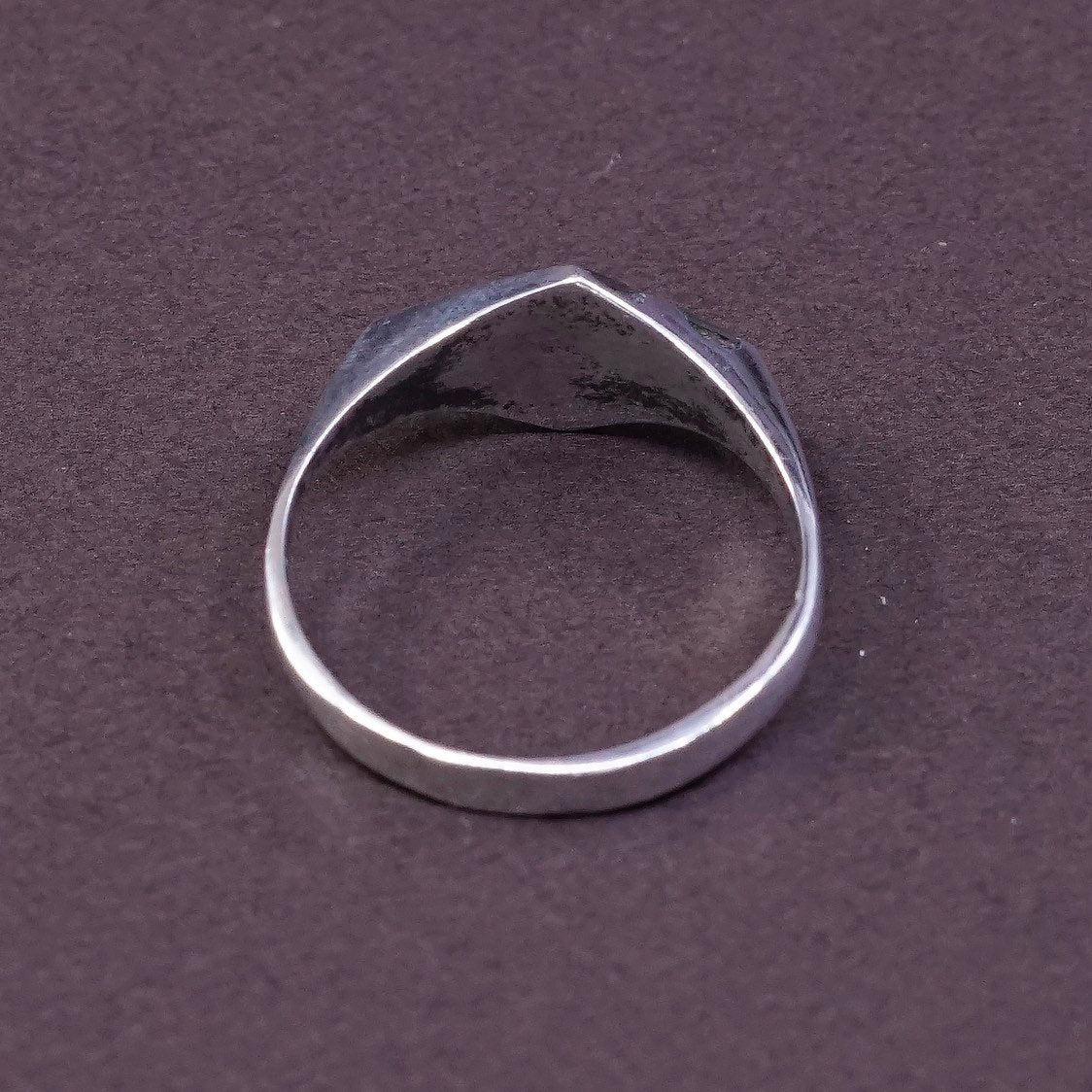 sz 5, vtg sterling silver handmade ring, 925 band with abalone