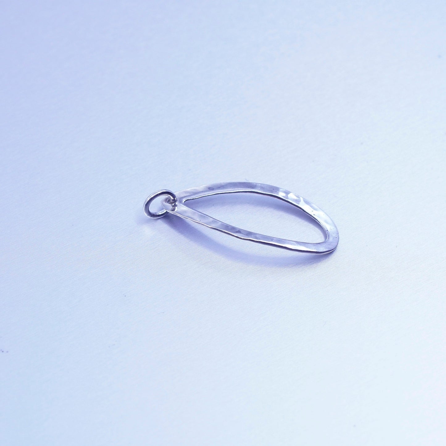 Vintage sterling 925 silver handmade hammered oval pendant