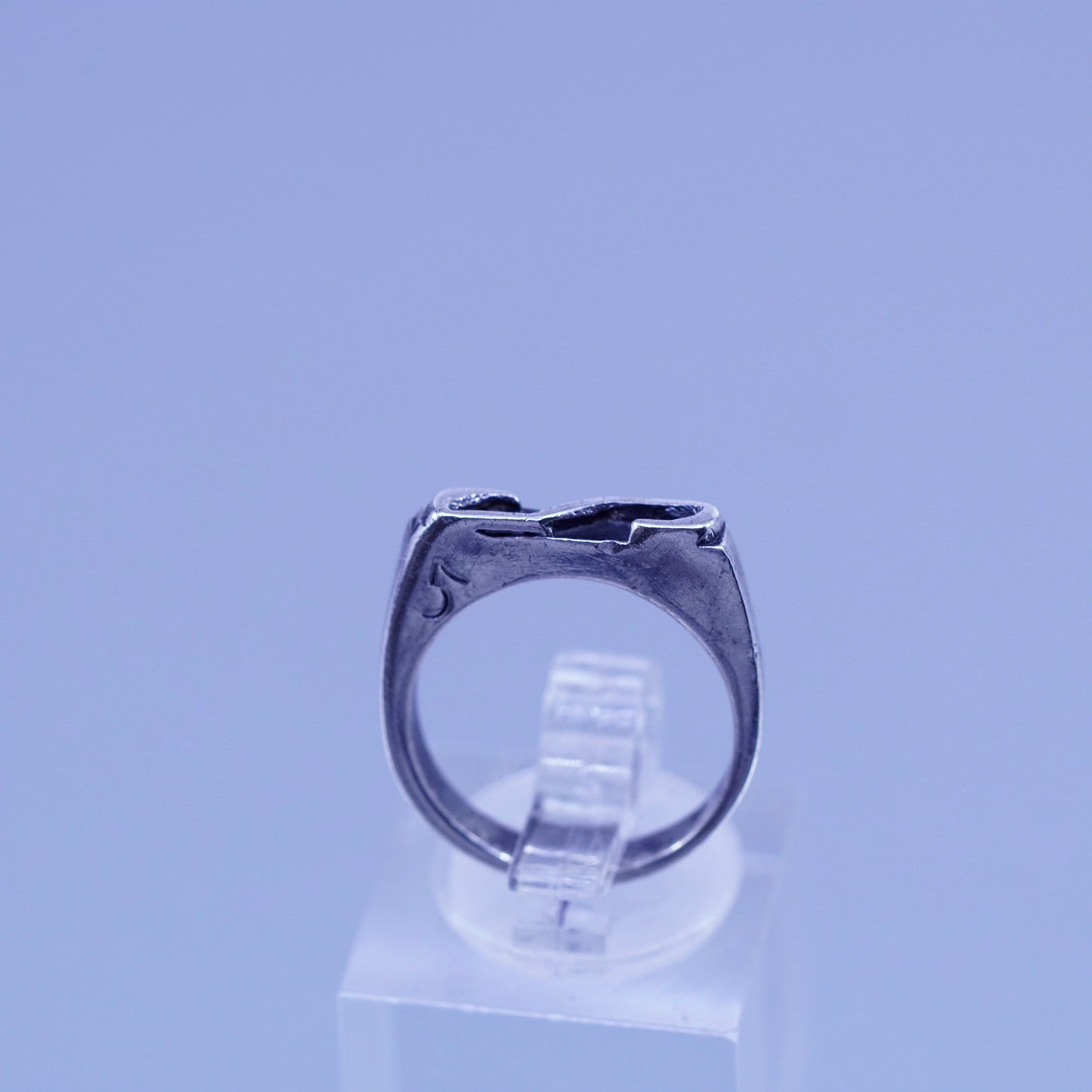 Size 5, vintage Sterling 925 silver stackable ring, initial letter S band