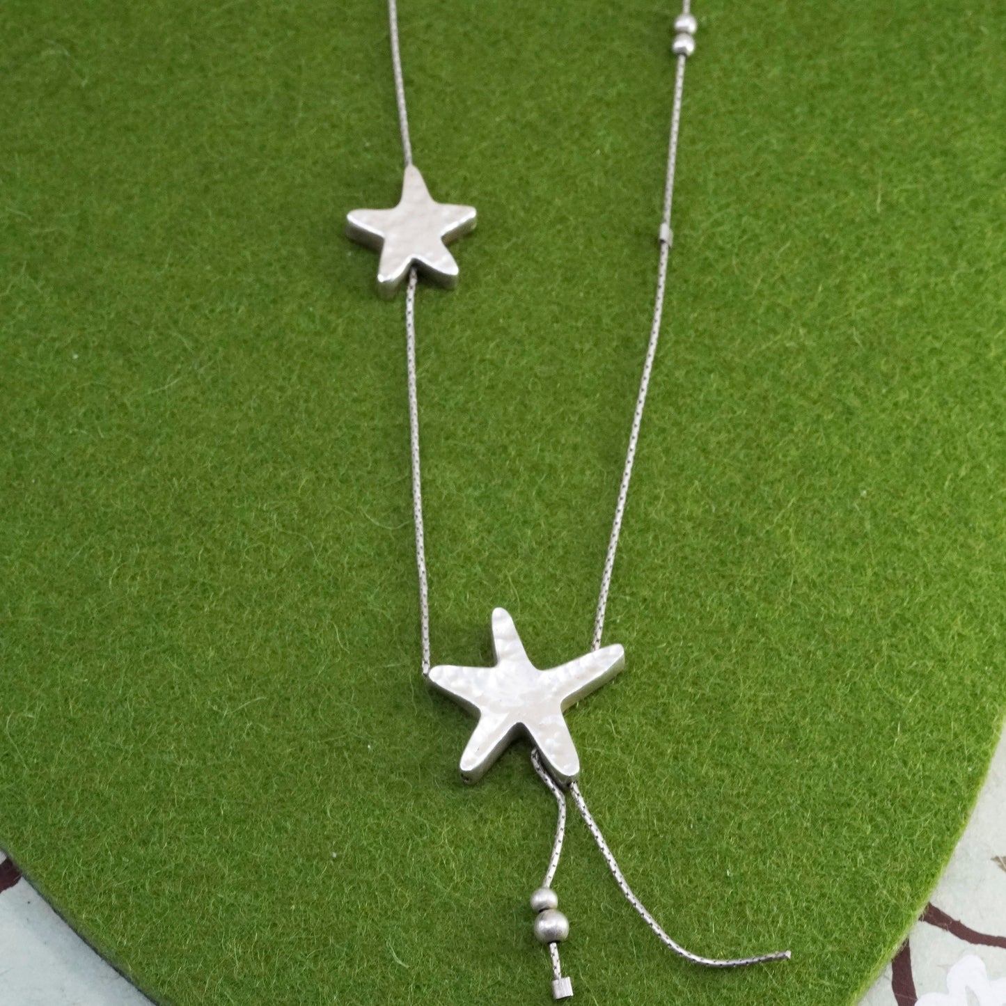 17”, Israel AVI Soffer sterling silver 925 necklace, snake chain star pendants