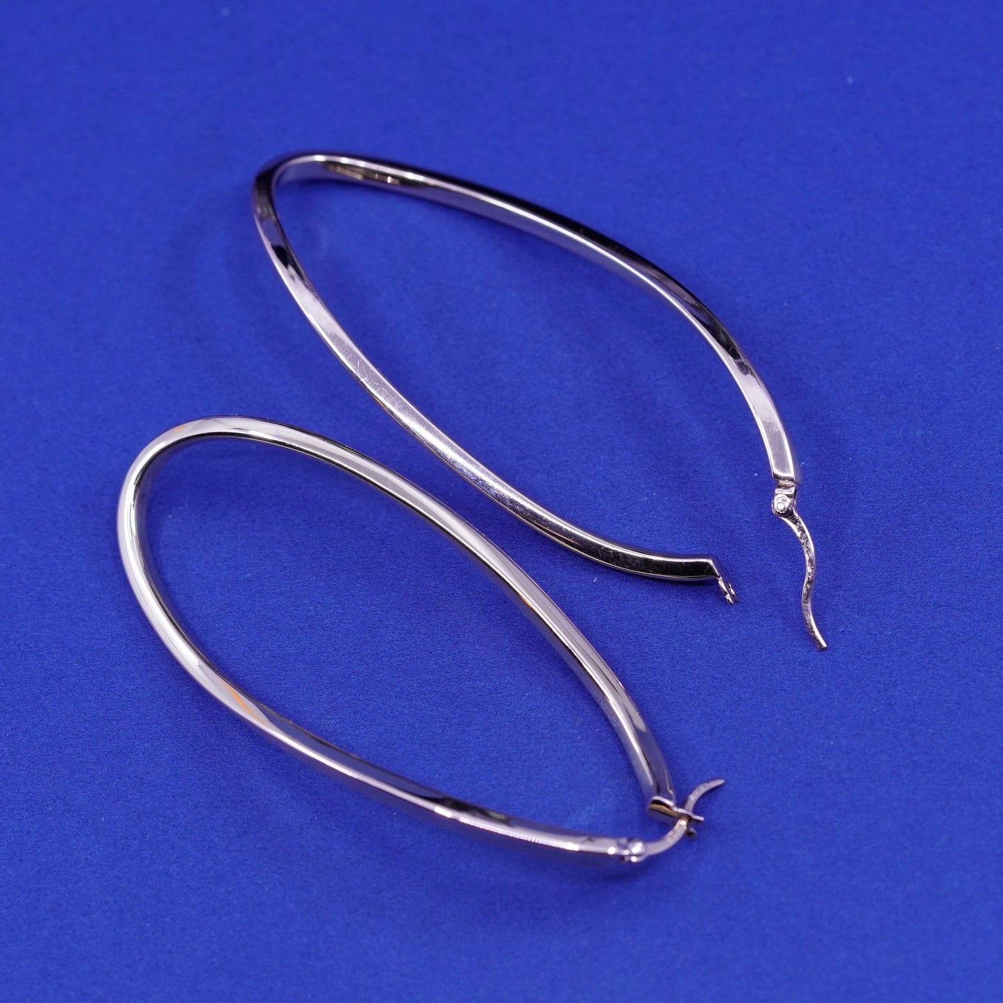 2.5”, vermeil gold filled Sterling silver handmade earrings huge oval 925 hoops