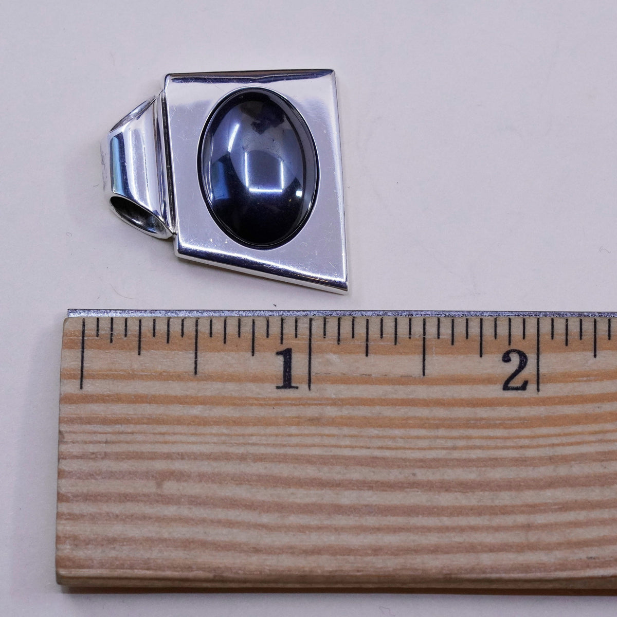 Vintage Mexico Sterling 950 silver handmade modern pendant with hematite