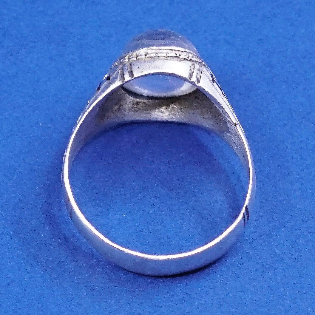 Size 11, vtg Sterling silver handmade ring, 925 band w/ glass