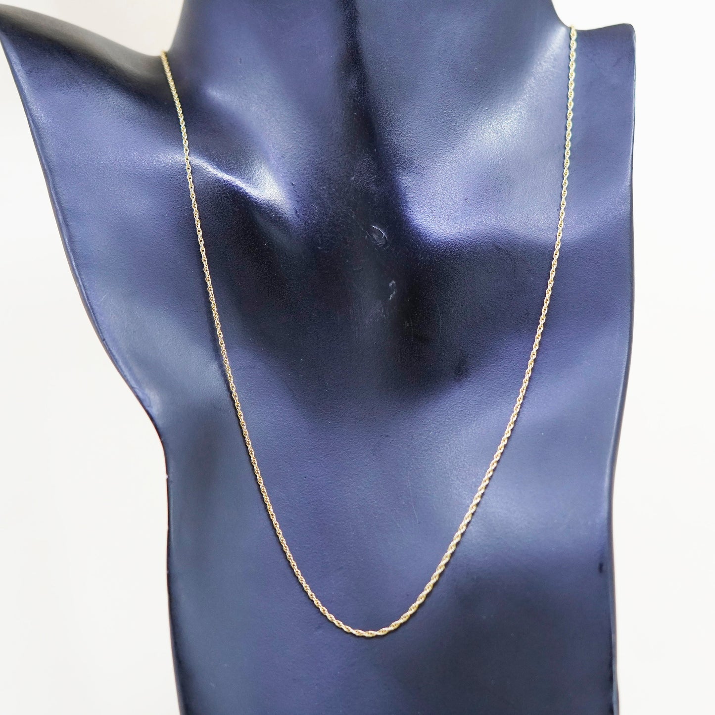20”, 1mm, Vintage Italy sterling silver chain, 925 Singapore rope necklace