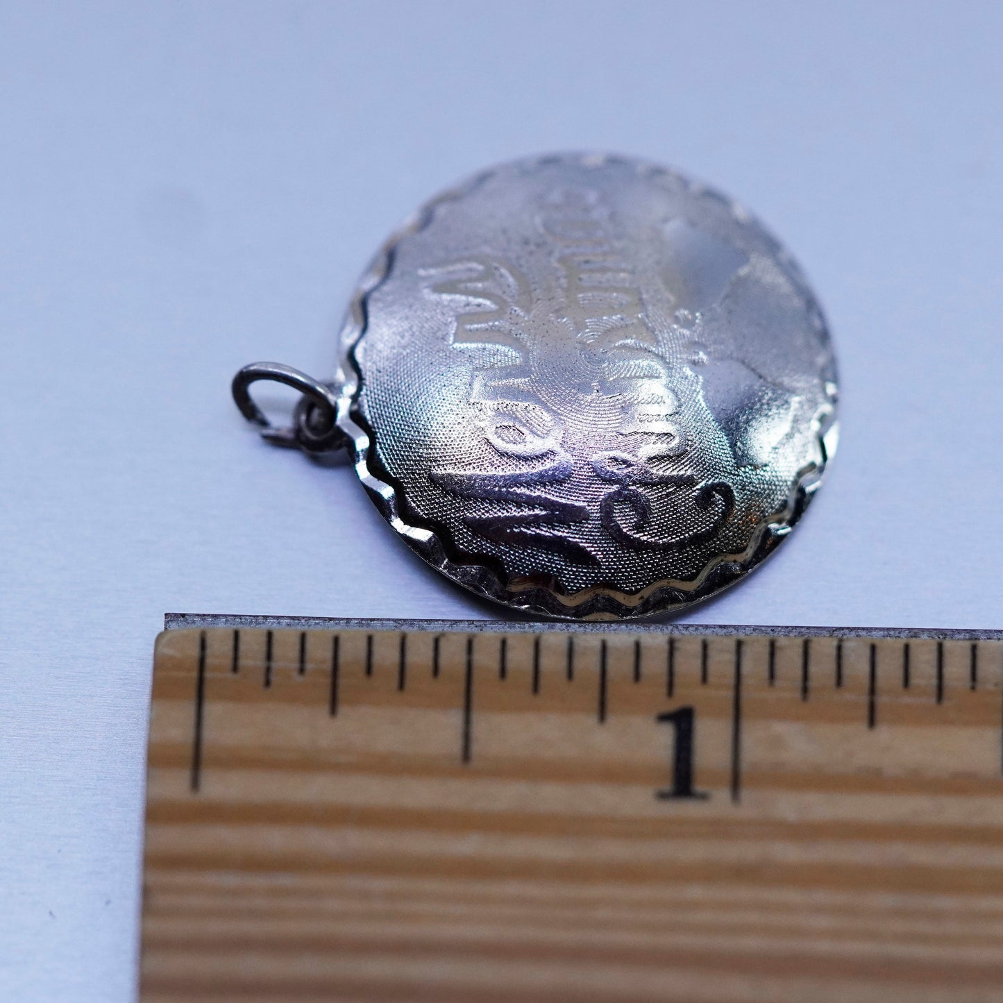 Vintage sterling 925 silver handmade merry Christmas tag pendant