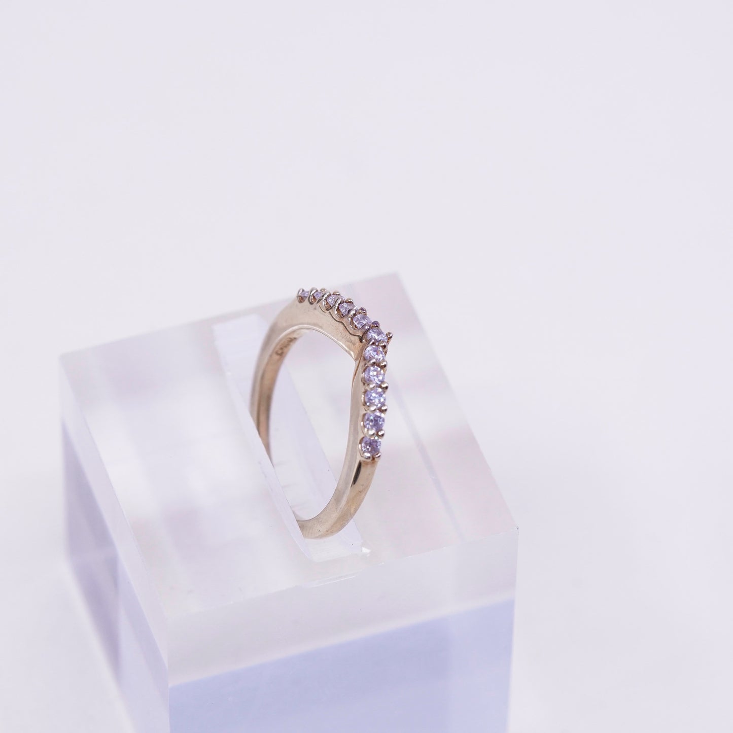 Size 5, vermeil rose gold over Sterling silver ring, 925 band cluster Cz