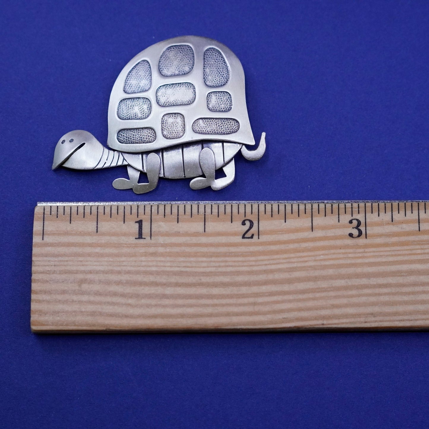 Vintage beau Sterling silver handmade brooch, 925 turtle pin