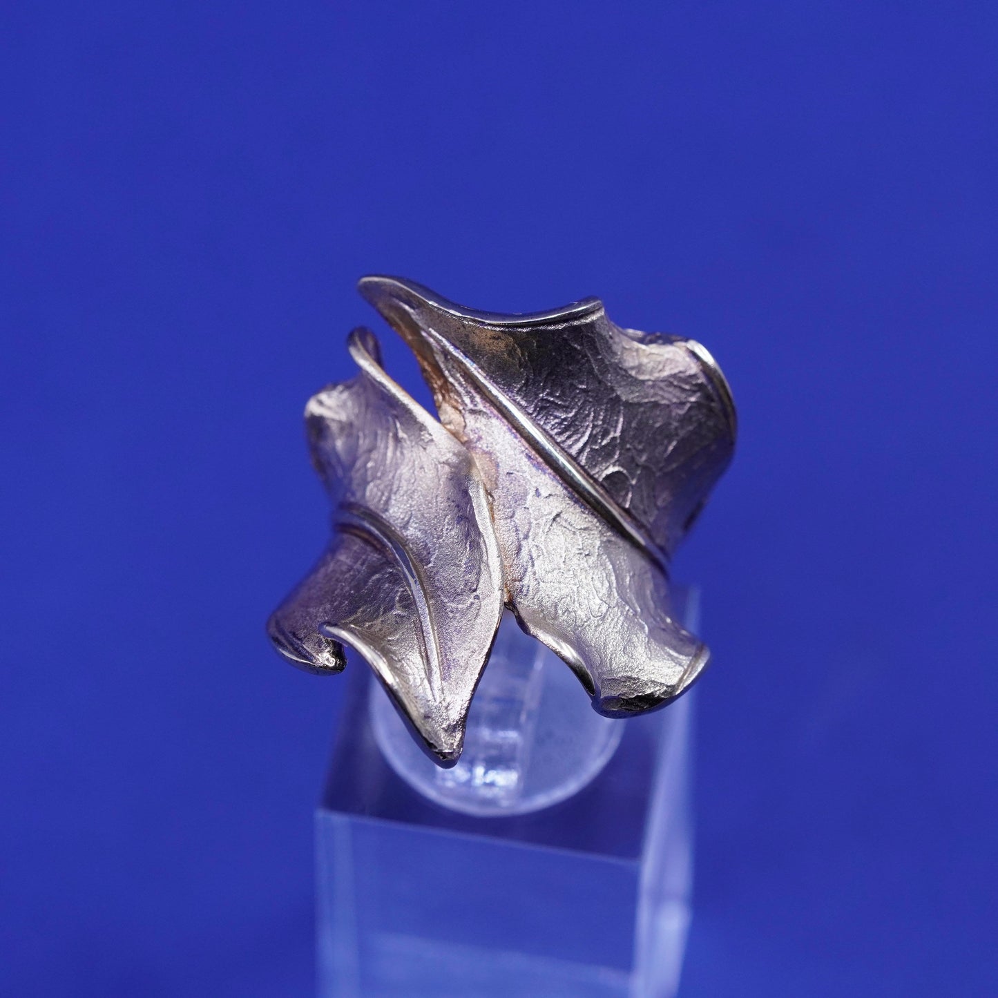 Size 9, vintage Dyadema Italy vermeil gold filled sterling 925 silver leaf ring