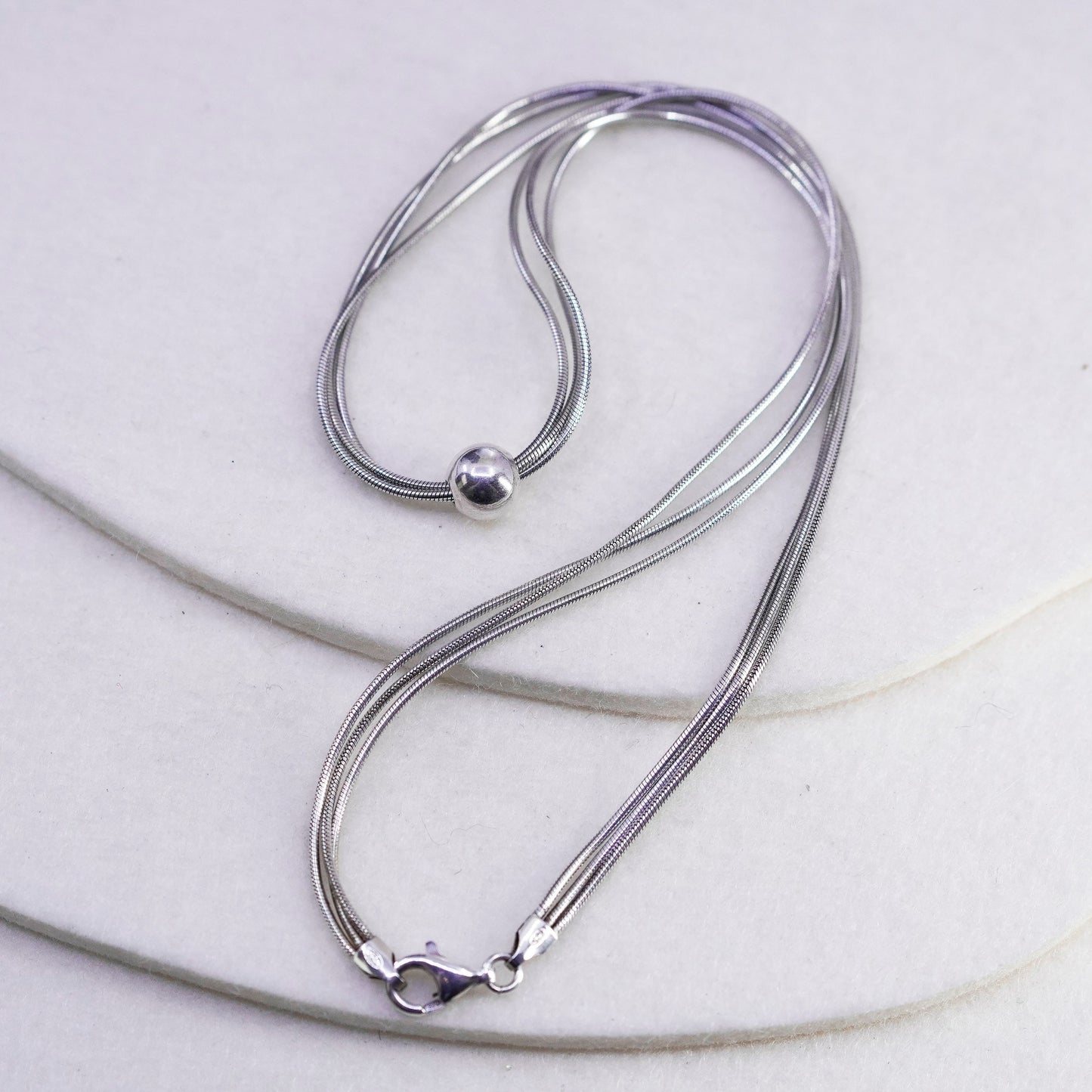 16”, Silpada Sterling 925 silver multi strands snake necklace with bead pendant