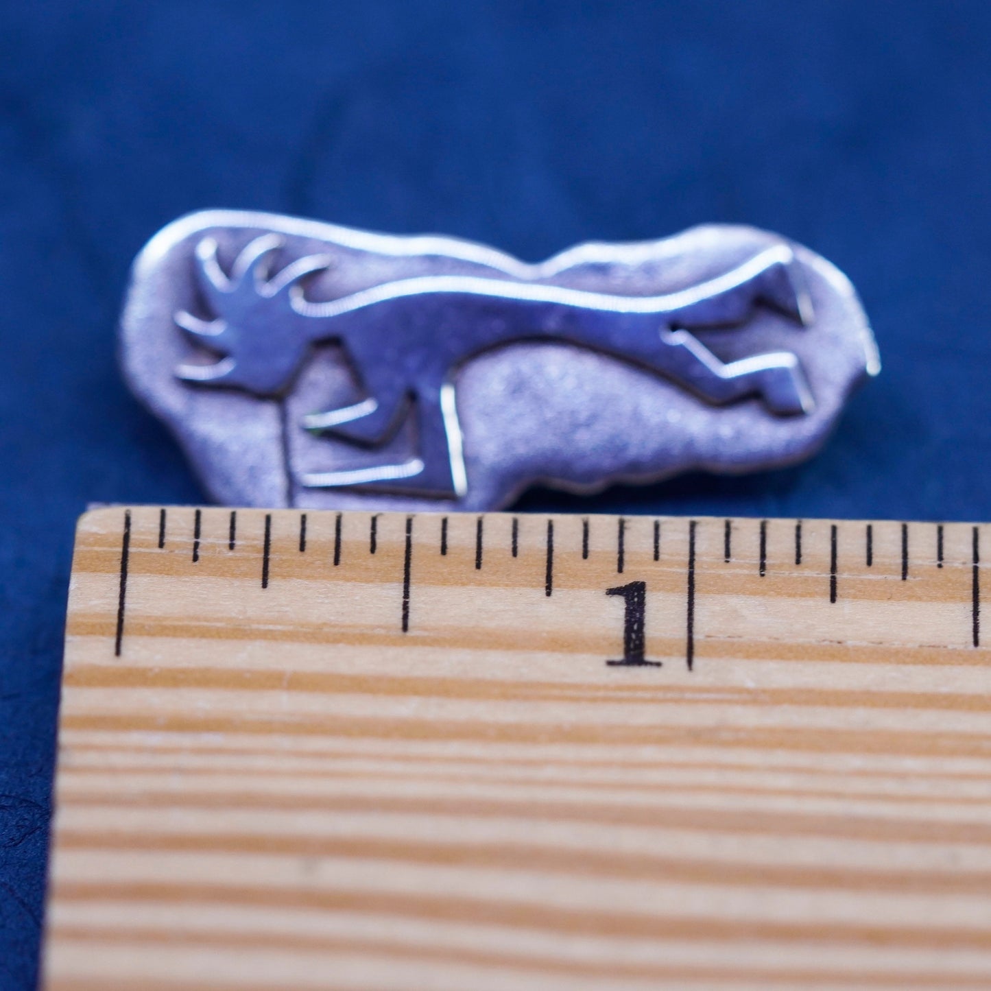 vtg Native American Sterling silver handmade pin, 925 Kokopelli brooch, Navajo