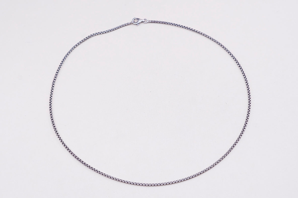 16”, 2mm, Vintage sterling silver Italy 925 silver box chain, necklace
