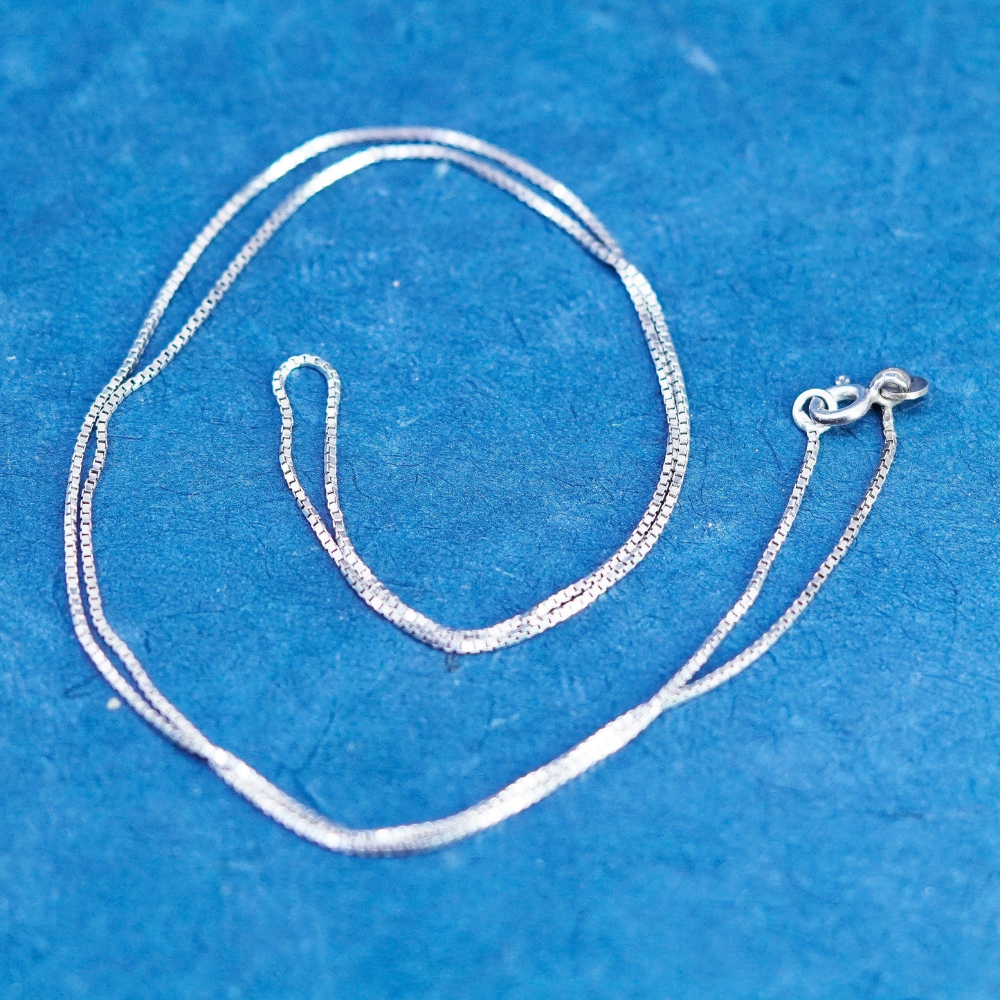 19”, 1mm, vintage Sterling silver necklace, 925 box chain