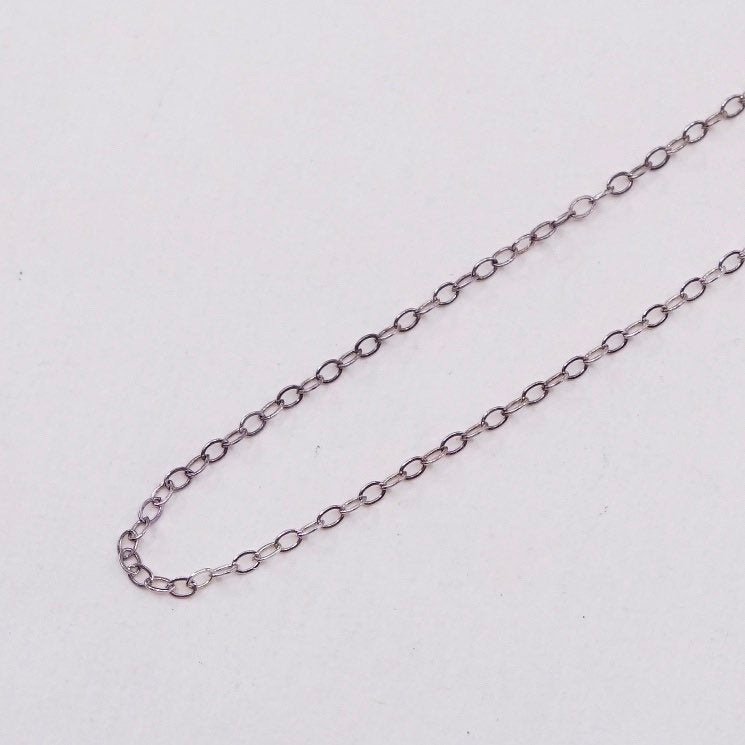 18”, 1mm, Vintage sterling silver flatten circle chain, Italy 925 necklace