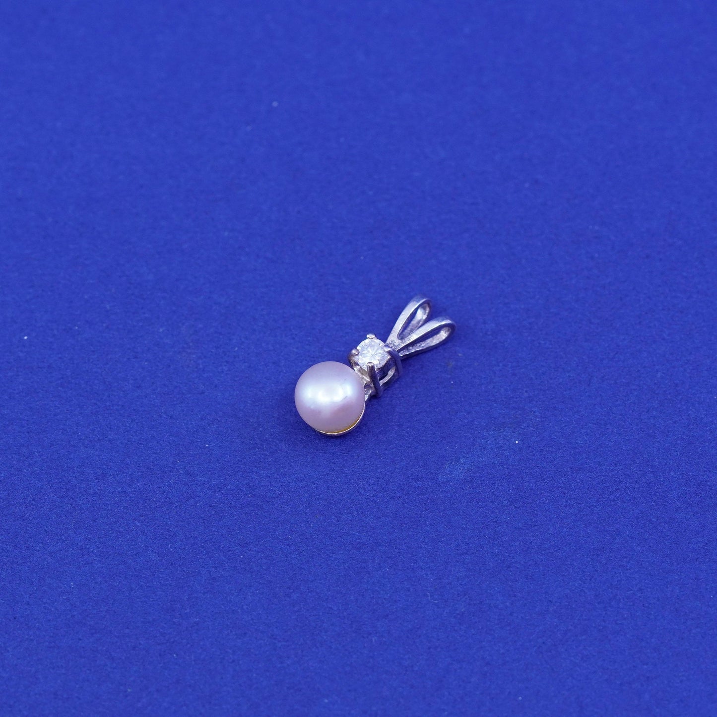 Vintage Sterling silver pendant, charm with pearl and crystal