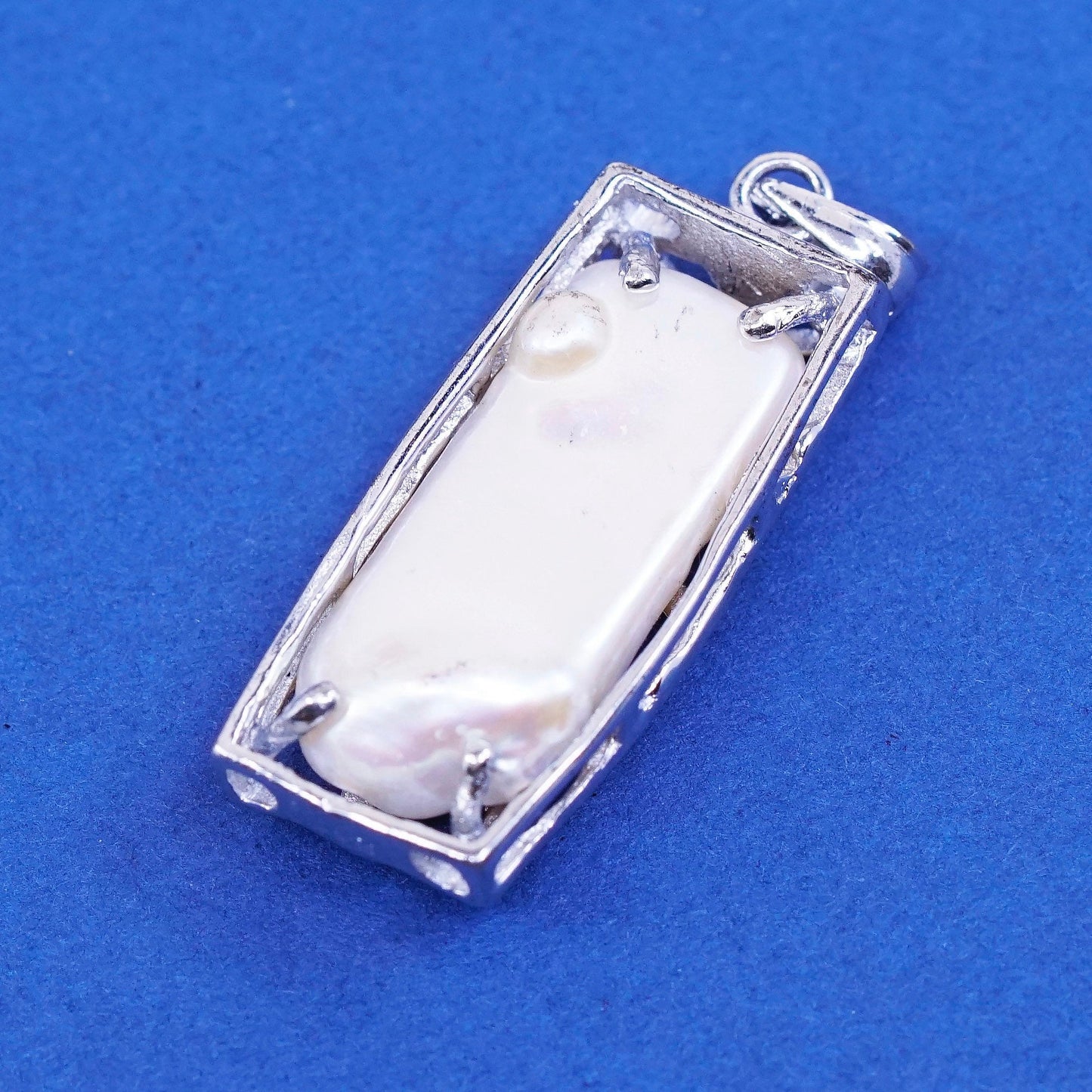 Vintage Sterling silver handmade, 925 pendant with long pearl