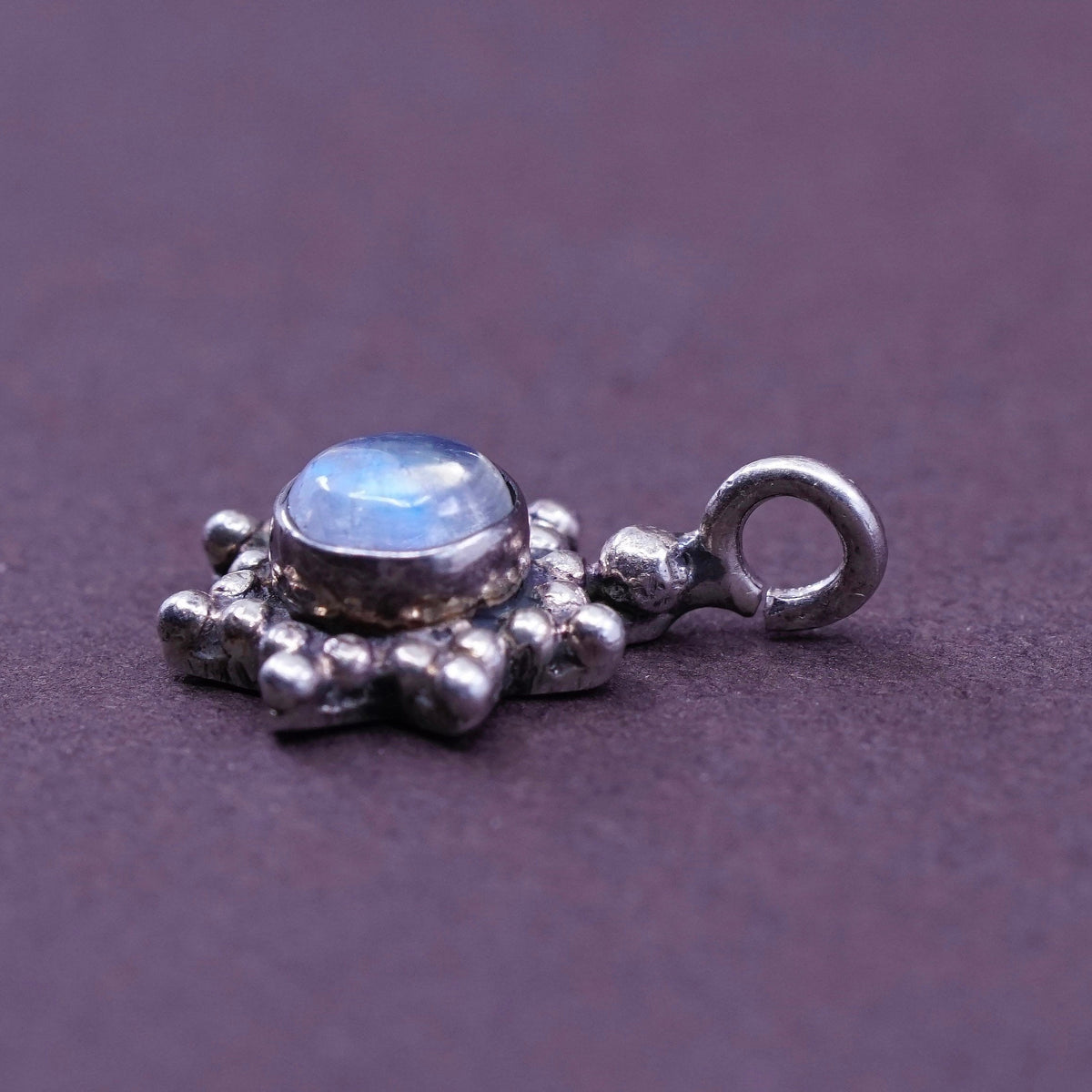 Vintage Sterling 925 Silver Handmade Pendant with moonstone and beads