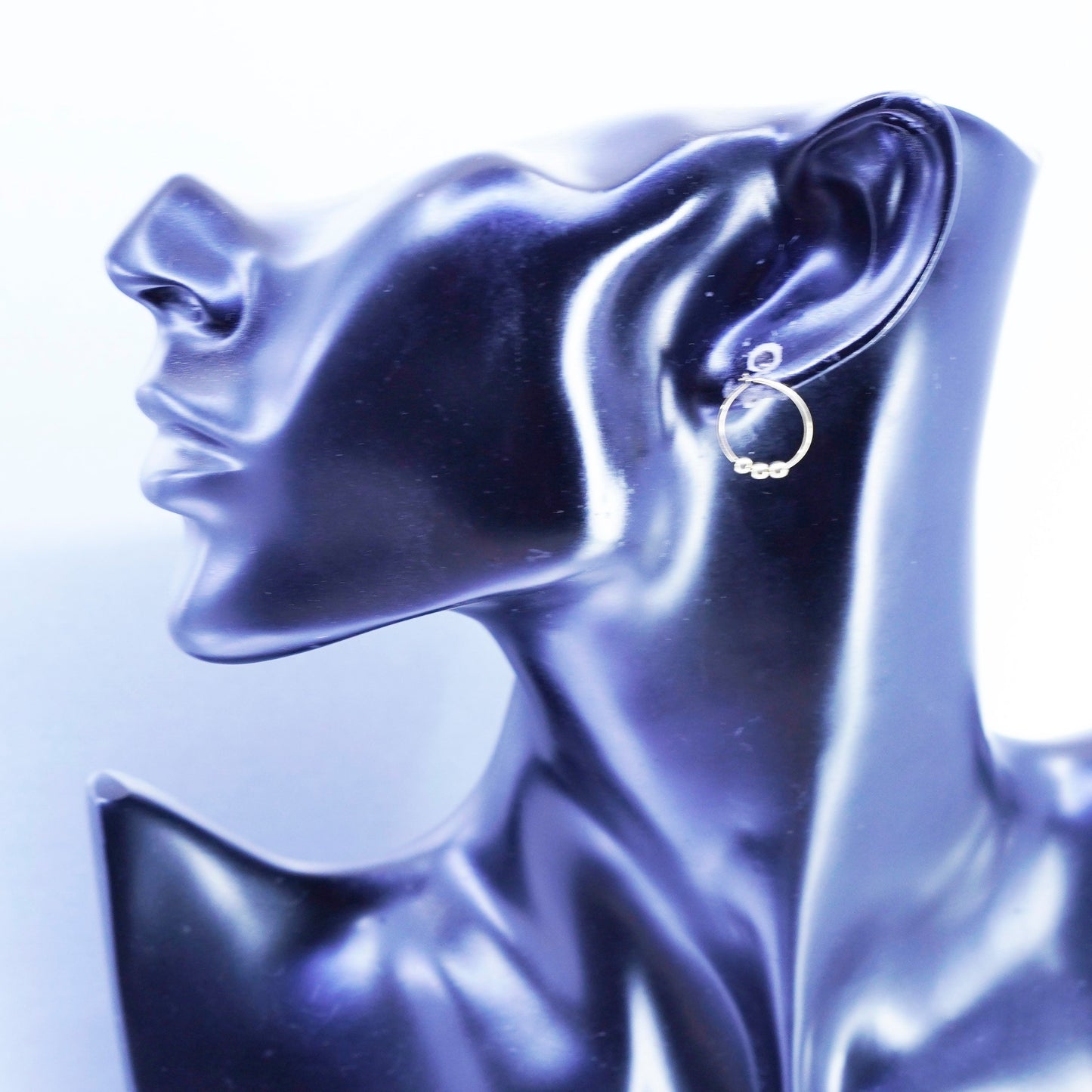 0.5”, vermeil gold over Sterling silver handmade earrings, 925 hoops beads