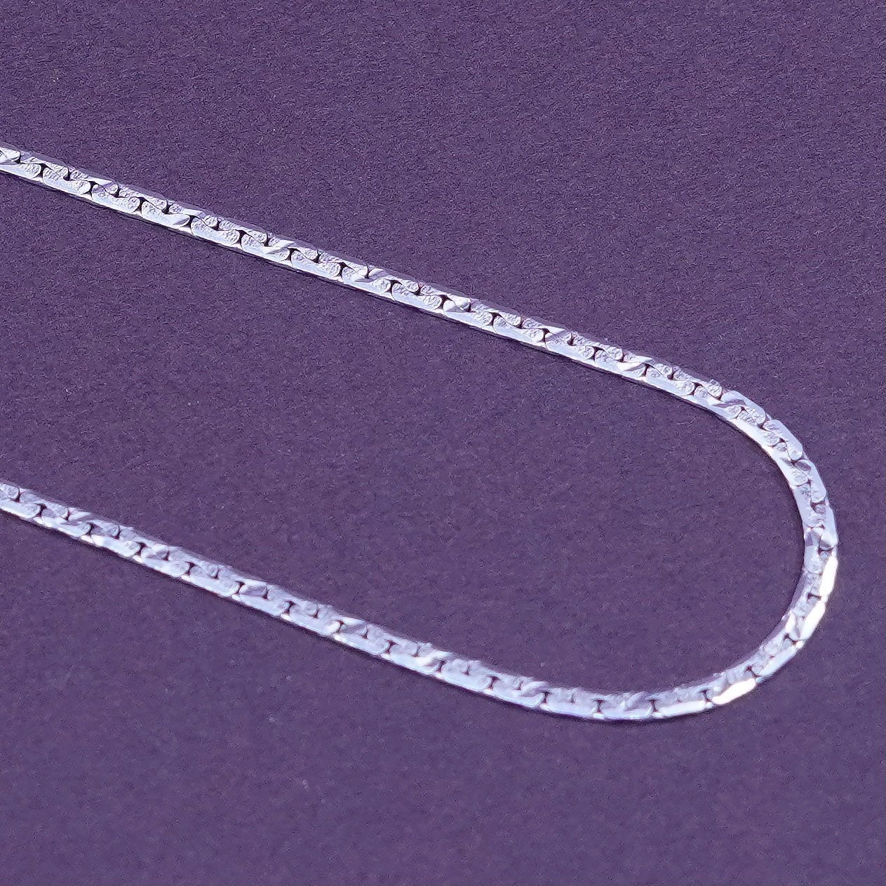 24”, 2mm, vintage Sterling silver flatten anchor chain, 925 necklace