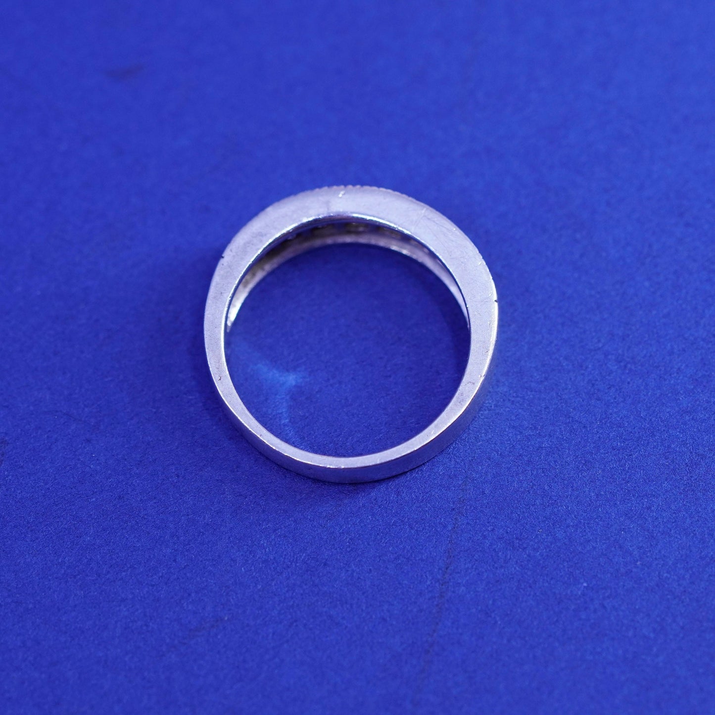 Size 6.5, Sterling 925 silver handmade ring, 925 stackable wedding band Cz