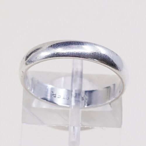 Sz 7, Vtg Wheeler Sterling Silver Handmade Wedding Ring, Navajo 925 Silver Band