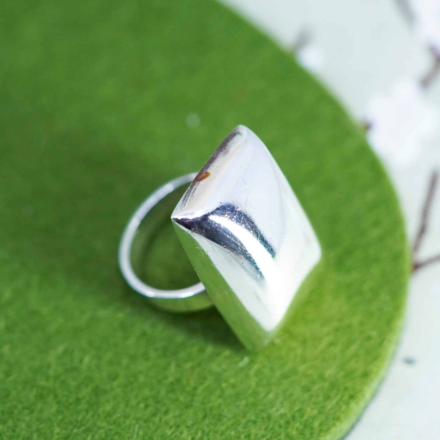 Size 8.5, vintage sterling silver handmade ring, Mexico 925 rectangular band