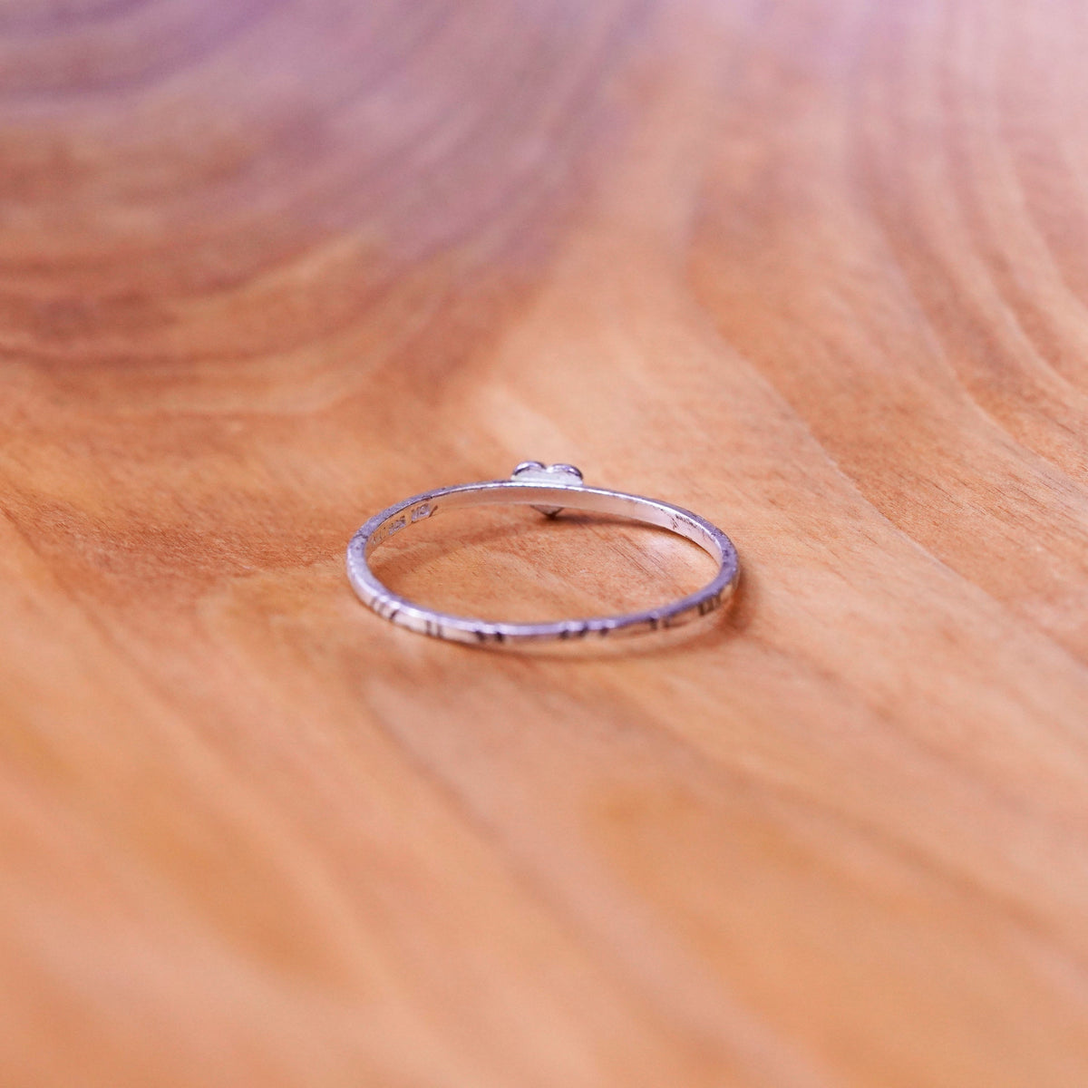 Size 9.25, vintage Sterling silver handmade ring, 925 thin band gold tone heart