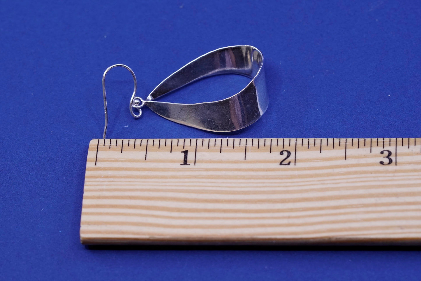 Sterling silver Handmade earrings, 925 folded teardrop Dangles