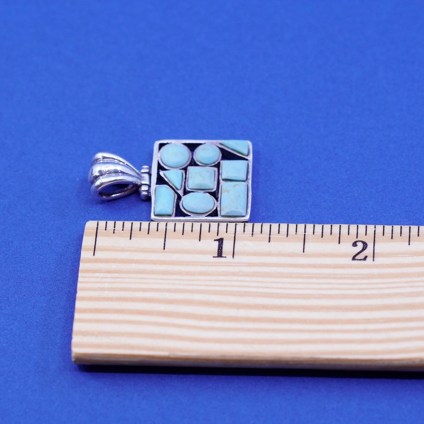 Vintage southwestern Sterling 925 silver handmade pendant with turquoise