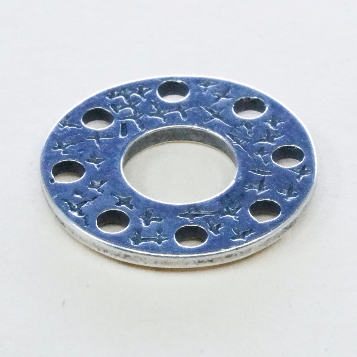 Vintage sterling silver handmade pendant, textured 925 circle charm