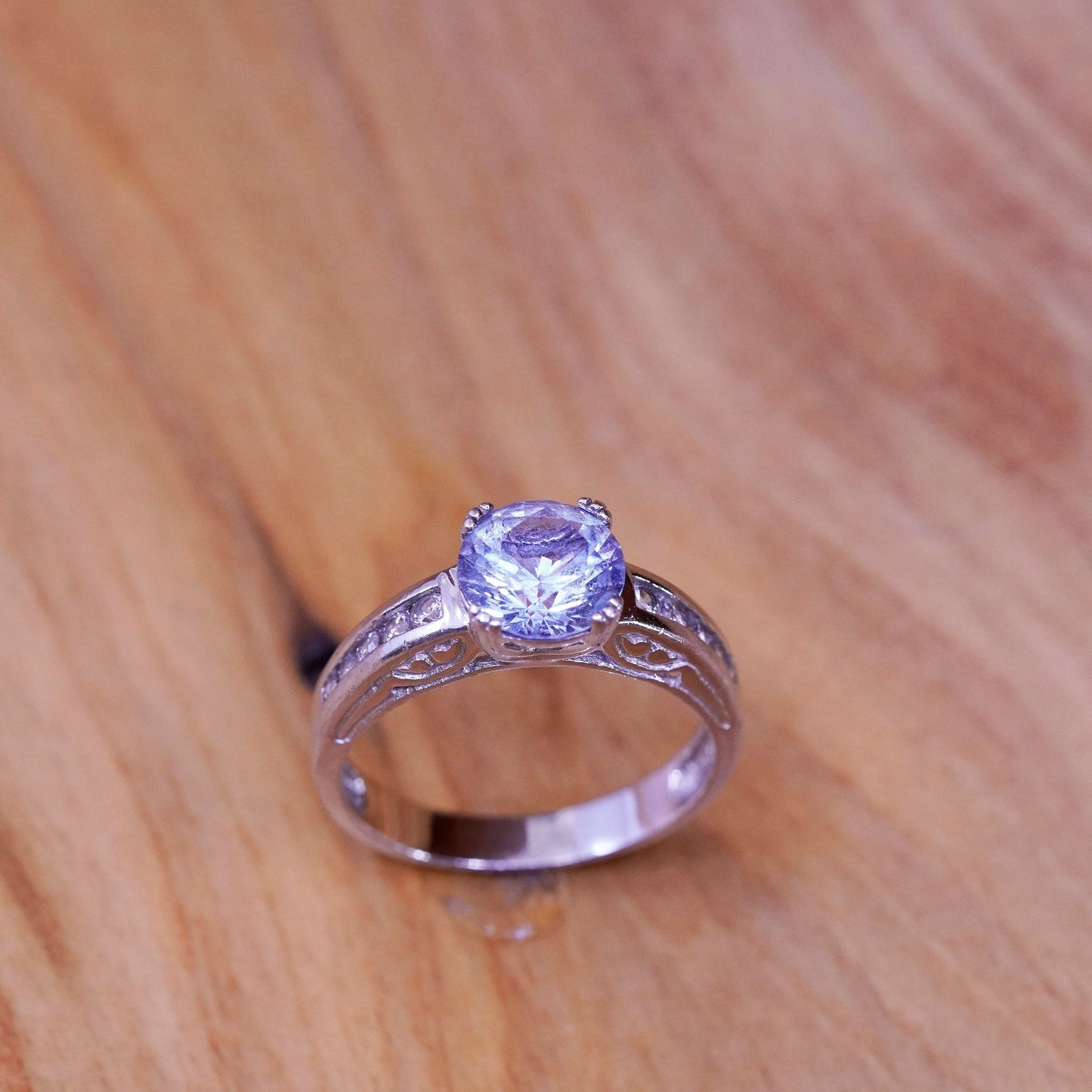 Size 9.5, vintage Sterling 925 silver anniversary engagement ring with topaz cz