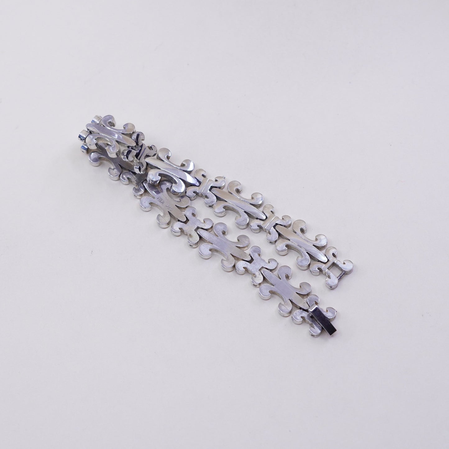 7.75”, French sterling silver tennis bracelet, 925 men’s the fleur-de-lis chain