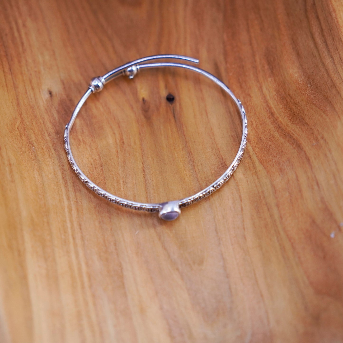 7.5”, vtg Sajen Sterling silver handmade bracelet, 925 bangle mother of pearl