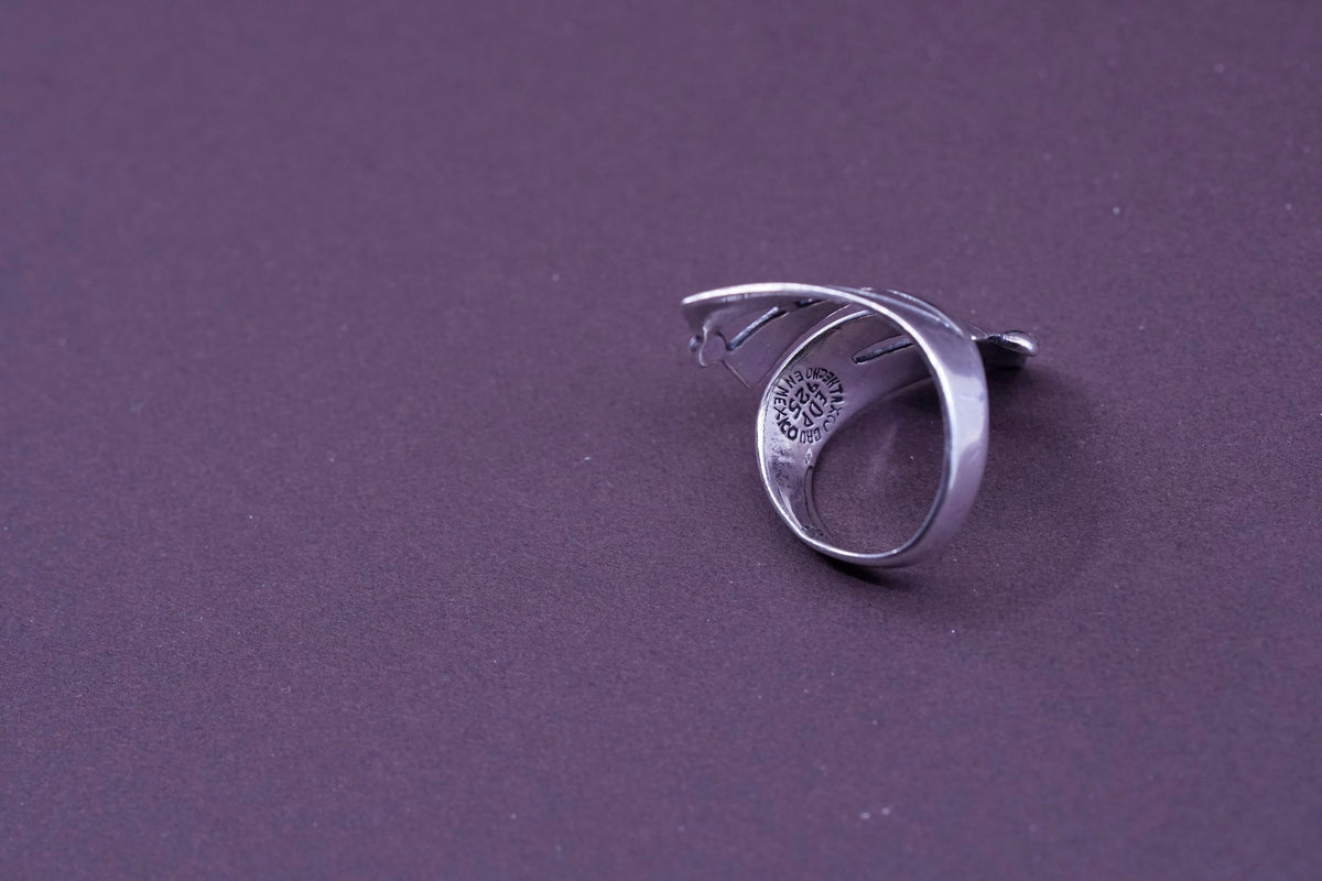 sz 8, mexico Taxco Sterling 925 silver handmade ring, EDP 925 modern wrap band