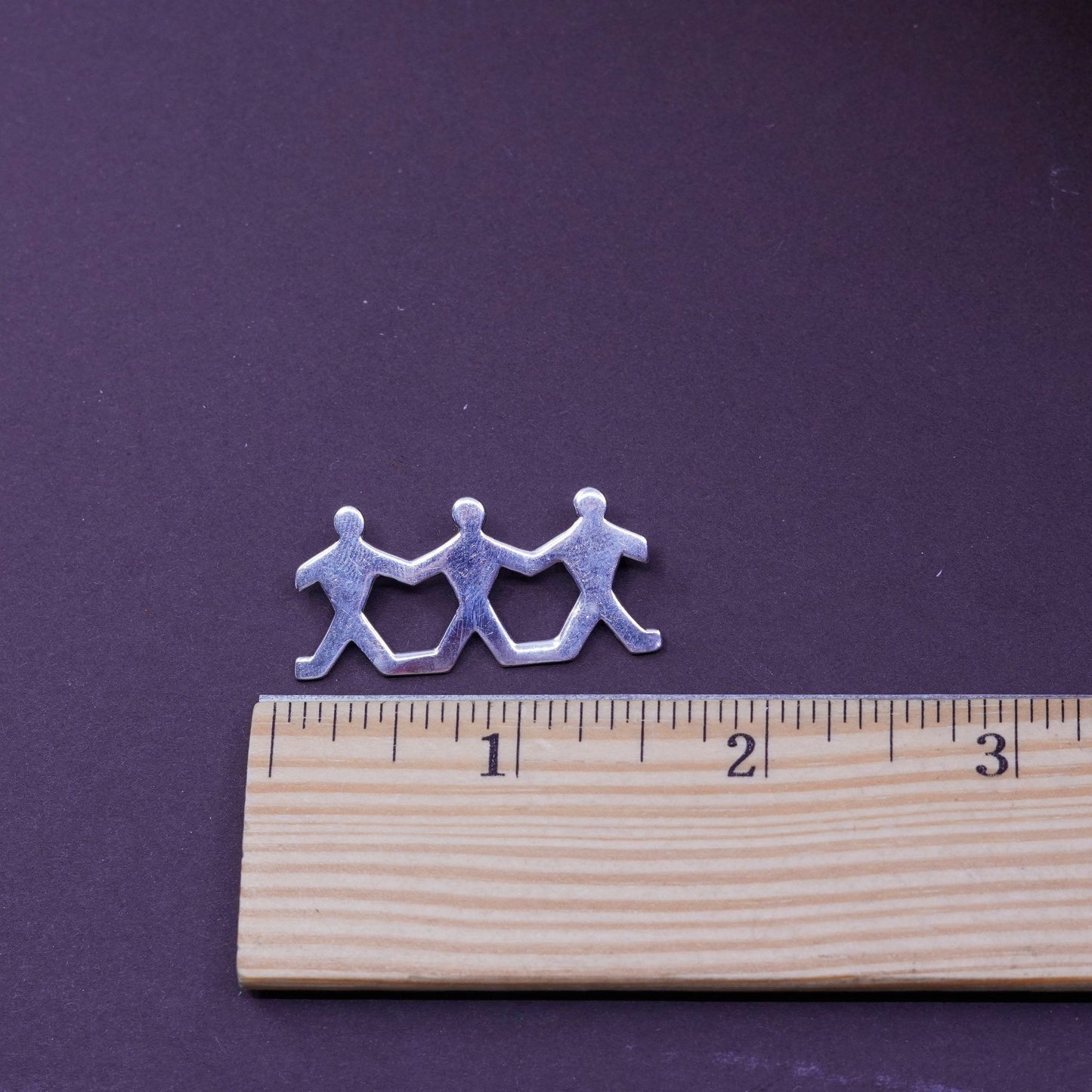 Vintage handmade sterling 925 silver figures brooch, stamped RL Sterling