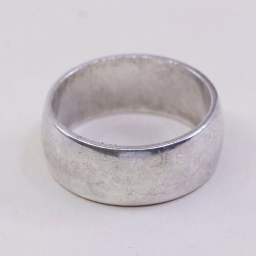 Sz 10, Vtg NM Sterling Silver Handmade Wedding Ring, 925 Silver Wide Band